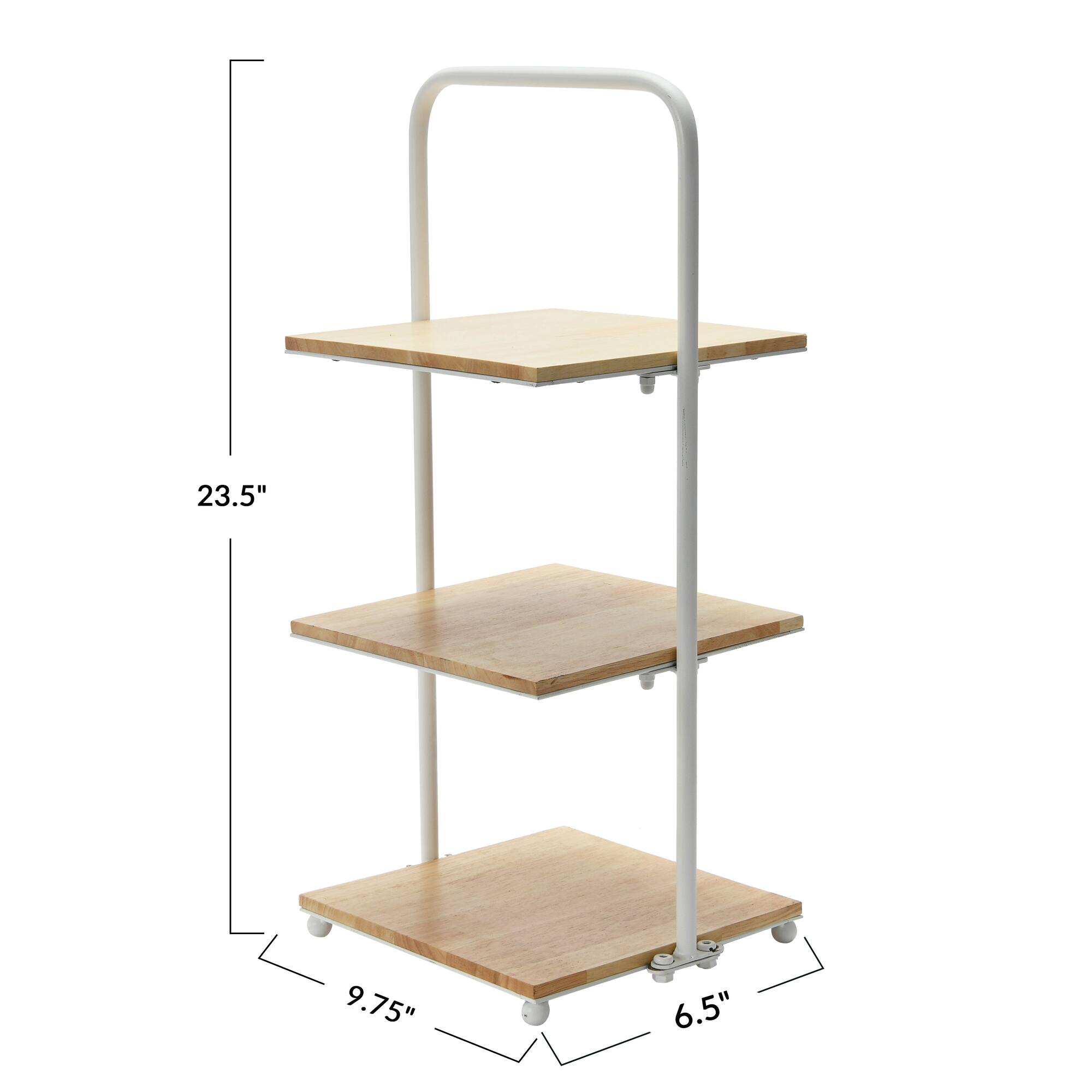 24'' White Modern Decorative Tray with 3 shelves